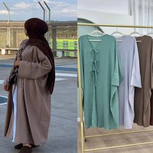 Eid 일반 기모노 Abaya 두바이 터키 이슬람 이슬람 겸손한 드레스 Caftan기도 의류 여성용 Abayas Kaftan Robe Femme Musulmane