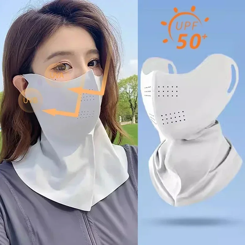 여성 및 남성 여름 풀 페이스 히알루론산 선스크린 마스크 UPF 500+UV 보호 야외 스포츠용 통기성 아이스 실크 마스크