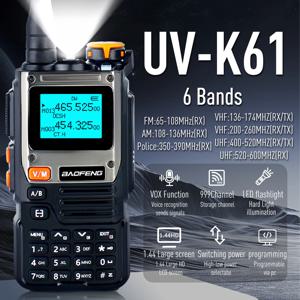 Baofeng UV-K61 햄 라디오 에어 밴드 워키토키, 양방향 라디오 방송국 항공 NOAA 경찰 해양, 999 채널, 업그레이드 UV-k6