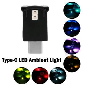 유형 C Led 주변 조명 8 색 RGB 동적 그라데이션 밝기 조정 가능한 자동차 인테리어 분위기 램프