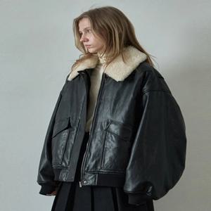 여성 가죽 자켓 가을 겨울 새로운 스타일 분리형 모피 칼라 오버 사이즈 클래식 코트 Anouk Yve 브랜드 긴 소매 PU 소재