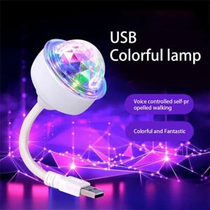 DJ 조명 사운드 파티 자동 USB 미니 디스코 볼 라이트 RGB 멀티 컬러 자동차 분위기 룸 장식 램프 스트로브 라이트