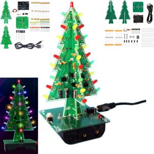 크리스마스 테마의 LED 3/7색 깜박이는 크리스마스 트리 DIY 키트, 전자 용접 연습 및 개별 부품 조립