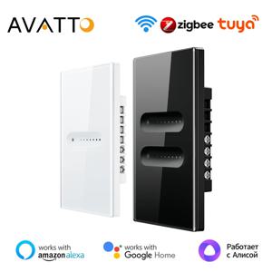 AVATTO Tuya WiFi/ZigBee 스마트 조광기 스위치 1/2 갱 조광기 전등 스위치 터치 패널 APP 원격 제어 Alexa Google 홈