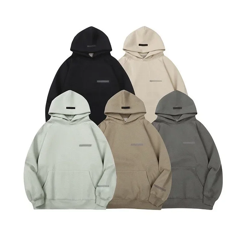 클래식 브랜드 더블 라인 남성용 후드, 럭셔리 디자인, 가슴에 두 줄 글자, 하이 스트리트 커플 코튼 후드 세트
