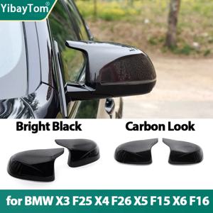 BMW F25 X3 F26 X4 F15 X5 F16 X6 14-18 M 스타일 룩 백미러 사이드 윙 미러 커버 캡 탄소 섬유 패턴 블랙