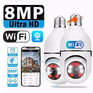 8MP E27 전구 Wifi 감시 카메라 실내 4X 디지털 줌 AI 인간 감지 풀 컬러 야간 투시경 무선 카메라 스마트 홈
