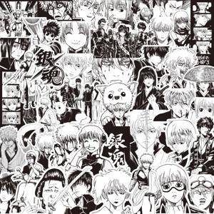 80PCS 흑백 애니메이션 Gintama 스티커 Sakata Gintoki 스티커 자동차 노트북 Hijikata Toushirou 멋진 만화 낙서 데칼