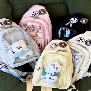 Kawaii 일본식 학생 크로스 바디 백 투명한 애니메이션 콘 가슴 가방 0cm 모든 경기 여성용 경사 가방 소프트 나일론