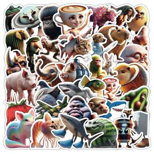10/50PCS 추상 동물 스티커 Tung Tung Sahur 이탈리아어 Brainrot 동물 만화 데칼 DIY 수하물 전화 컵 기타 아이 장난감