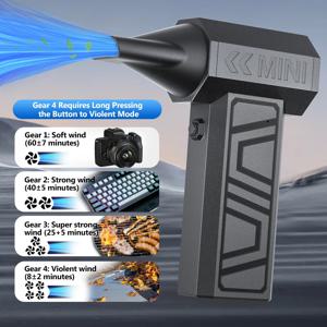 타입C 충전식 차량용 팬 청소 블로워 도구 130000RPM 터보 제트 팬 5구 노즐 눈 제거 전기 에어 더스터 휴대용