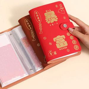 PU 가죽 저축 바인더 리필 가능 휴대용 플래너 오거나이저 수납 지갑 현금 봉투 예산 바인더