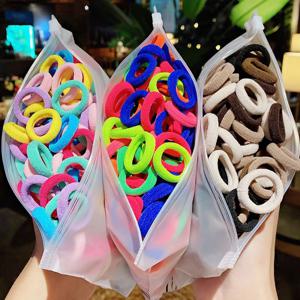50/100 개/대 소녀 다채로운 나일론 작은 탄성 헤어 밴드 어린이 포니 테일 홀더 Scrunchie 머리띠 어린이 헤어 액세서리