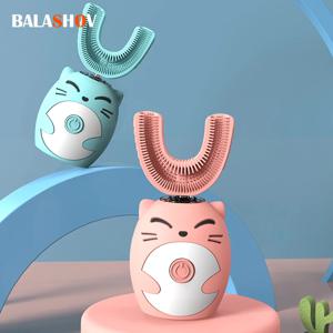 소닉 전동 칫솔 어린이 U 자형 스마트 360도 초음파 칫솔 치아 어린이를위한 미백 IPX7 방수