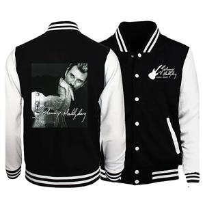 Johnny Hallyday 프린트 재킷 겨울 남성/여성 캐주얼 야구 유니폼 스트리트 스웨트 셔츠