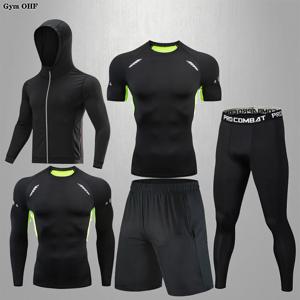 남자 스포츠 정장 체육관 피트니스 압축 운동복 세트 조깅 스포츠 착용 의류 운동 Rashguard MMA Tracksuit Men
