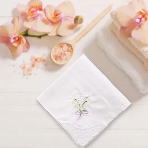 숙 녀 코 튼 자 수 손수건 여자 소프트 솔리드 캔디 컬러 꽃 레이스 가장자리 Hankies 결혼식 파티