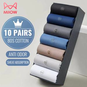 MiiOW 10 쌍 남성 순수 코튼 롱 양말 세트 라이크라 밴드 탈취제 항균 스포츠 스타킹 비즈니스 남성 인과 양말 플러스