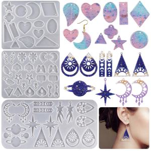 귀걸이 펜던트 에폭시 수지 실리콘 몰드 DIY 달과 별 모양의 귀걸이 금형 쥬얼리 키 체인 펜던트 주조 금형 만들기