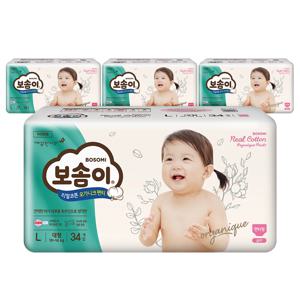 보솜이 리얼코튼 오가니크 팬티 대형 여아 34매 4팩