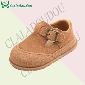 Claladoudou 진짜 가죽 아기 신발, 유아 캐주얼 신발, 소년 맨발 고무 신발, 소녀 야외 스트랩 패션 워커, 신제품