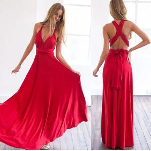 섹시한 패션 BandageLong 드레스 여자 여자 여름 Boho 여성 빨간 긴 드레스 파티를위한 패션 멀티 로프 붕대 Drersses