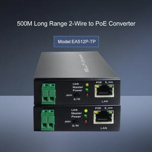 IP 카메라용 연선 2선 PoE 확장기를 통한 500m 장거리 10/100Mbps 이더넷 리피터 변환기