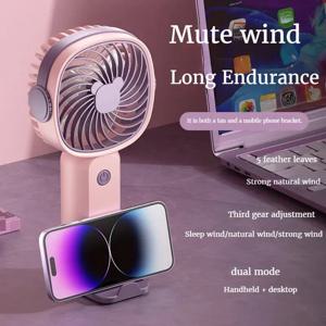 미니 USB 휴대용 팬 스탠드가있는 다기능 데스크탑 Eectric 팬 학생 야외 휴대용 휴대용 소형 팬