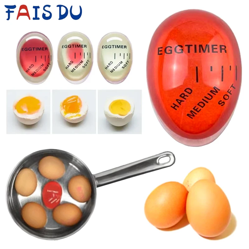 FAIS DU 색상 변경 계란 타이머, 요리 레진, 완벽한 온도 주방 도우미 계란 타이머, 레드 타이머 도구