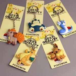 포켓몬 키 체인 피카추 애니메이션 액션 피규어 장난감 카와이 만화 패션 Charmander Psyduck 인형 열쇠 고리 자동차 가방 펜던트 아이 선물