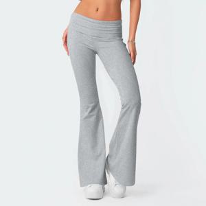 가을 의상 여성 스키니 요가 바지 여성 플레어 레깅스 한국 스타일 streetwear 캐주얼 요가 바지 플레어 다리 블랙 그레이