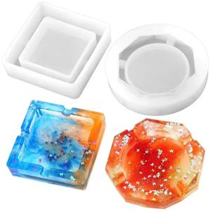 DIY 수지 UV 크리스탈 에폭시 공예 크리스탈 재떨이 홈 인테리어에 대한 실리콘 금형 재떨이 수지 금형 심장 사각형 금형