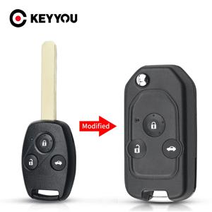 KEYYOU 2/3/4 버튼 Honda Accord Civic 2006-2011 CRV 2018 Pilot fit With Button Pad 용 플립 원격 자동차 키 쉘 케이스 수정