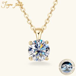 JoyceJelly 클래식 4 프롱 1ct Moissanite 목걸이 여성 925 스털링 실버 도금 18k 골드 펜던트 럭셔리 파인 쥬얼리