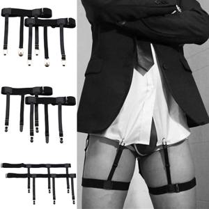 허벅지 링 서스펜더 남성 여성 안티-슬립 주름 금속 블랙 셔츠 클립 높은 탄성 조절 가터 벨트 남여 가터 스트랩