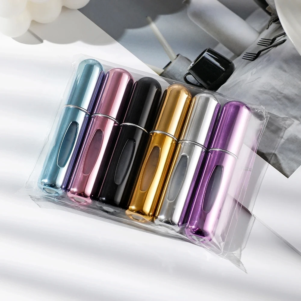 6 휴대용 스프레이 병 여행용 크기 5ml 자체 프라이밍 바닥 채우기 향수병 세트