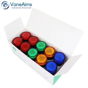 10 개/상자 AD16-22DS LED 표시 등 AC 220V 22mm 패널 장착 플라스틱 전원 신호등 파일럿 램프 녹색 빨간색 노란색 파란색