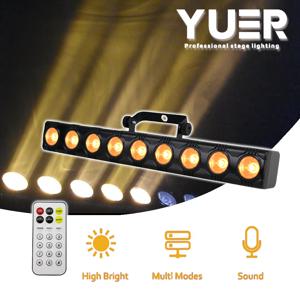 Yuer 벽 세척 램프 9x12w 골든 바 스트로브 라이트 긴 스트립 LED 벽 세탁기 무대 염색 조명 DJ 디스코 DMX 자동 사운드 제어