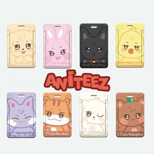 KPOP ATEEZ 플라스틱 카드 홀더 키 체인 ANITEEZ Hongjoong Seonghwa Yunho Yeosang San Mingi Wooyoung Kawaii 동물 이미지 열쇠 고리