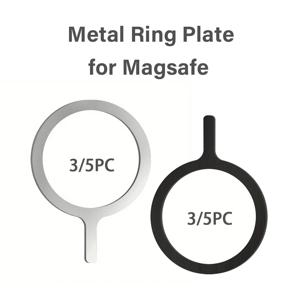 3/5 PC 금속 링 플레이트 Magsafe 액세서리 iPhone 14 15 자기 휴대 전화 홀더 자동차 무선 충전기 철 시트
