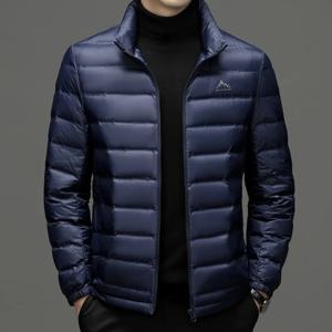 가을, 겨울 라이트 다운 재킷 남성용 하이 엔드 스탠드 칼라 경량 다운 재킷 화이트 구스 다운 따뜻한 재킷