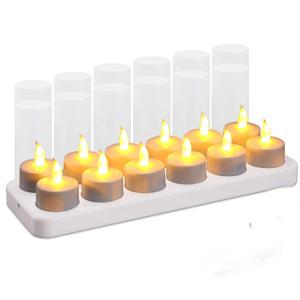 LED 충전식 플레임리스 티 라이트 캔들, USB 충전 캔들, 플라스틱 컵 포함, 발렌타인 데이 웨딩 장식, 6 개, 12 개