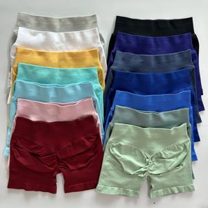 반바지 로우 리브 밴드 요가 반바지 Seamless Scrunch Bum 운동 체육관 반바지 부티 스트레치 러닝 반바지 피트니스 의류