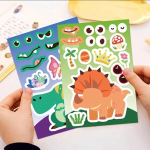 8/16PCS 크리 에이 티브 공룡 만화 콜라주 스티커 DIY 게임 스티커 동물 공예 노트북 스케이트 보드 스티커