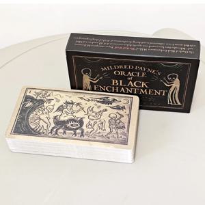 10.3*6cm Mildred Payne의 검은 마법의 오라클 52 Pcs 블랙 라인 이미지 목판 스타일 카드