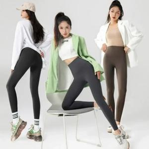 여성용 하이 웨이스트 상어 레깅스, 심리스 플리스, 따뜻한 레깅스, 슬림하고 얇은 캐주얼 스포츠 피트니스 레깅스, 가을 겨울