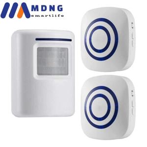 MDNG 110V-240V 무선 초인종 PIR 적외선 센서 동작 탐지기 알람 Welcom 링 초인종 수신기 송신기 EU/US 플러그