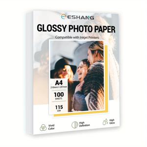 A4 크기 고광택 얇은 잉크젯 인쇄 용지 8.3x11.7 인치 100 매 잉크젯 프린터와 호환 가능 염료 잉크 115G 사진 용지 사용