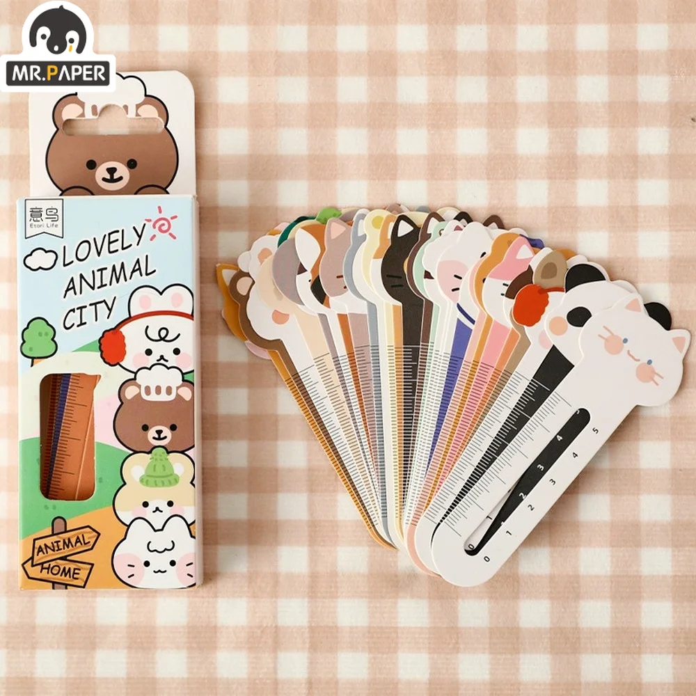 Mr. Paper 30 개/상자 만화 동물 북마크 귀여운 곰 새끼 고양이 학생 눈금자 북마크 학생 용품