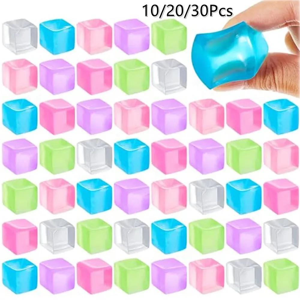 1/3/5/10 PCS Fidget 장난감 미니 Squishy 장난감 아이스 블록 스트레스 볼 장난감 Kawaii 투명 큐브 스퀘어 스트레스 릴리프 짜기 장난감